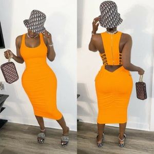 BACKLESS & SLEEVELESS BODYCON MINI DRESS